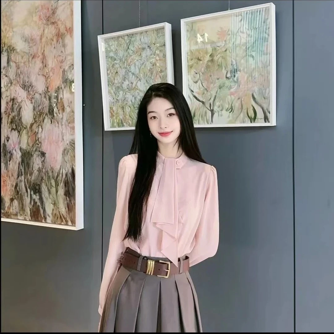 GIRDEAR/哥弟新款立领荷叶边显瘦小众设计感衬衫1300744