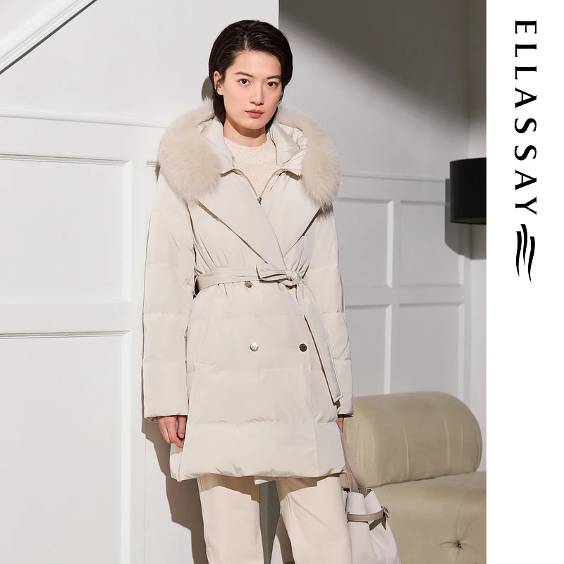 ELLASSAY歌力思2025冬季新款三醋纤连帽鹅绒女EWE364L04900
