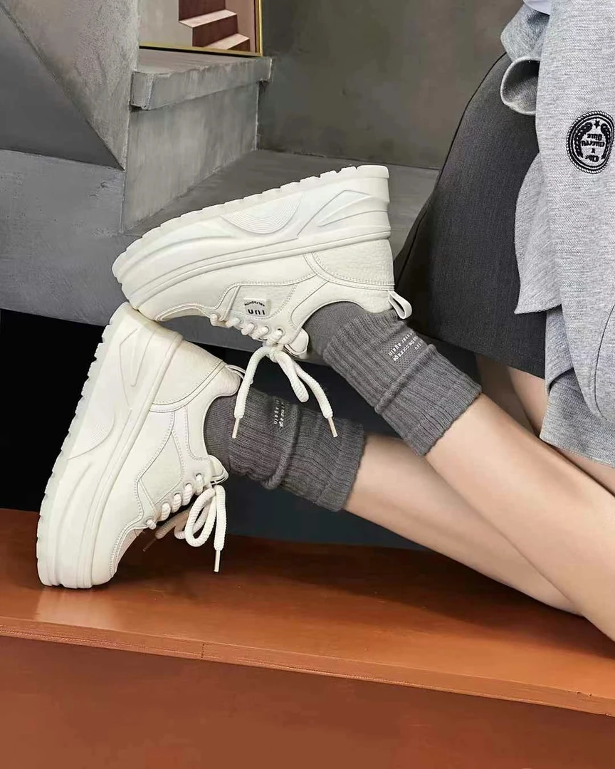 厚底增高小白鞋女春季新款真皮小个子时尚百搭休闲鞋