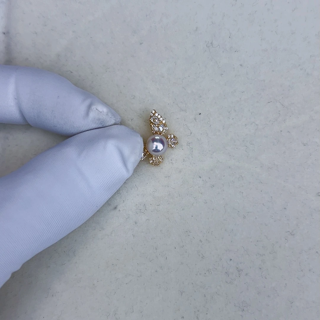 海水珍珠海水akoya设计款吊坠6-7mm银S925镶嵌