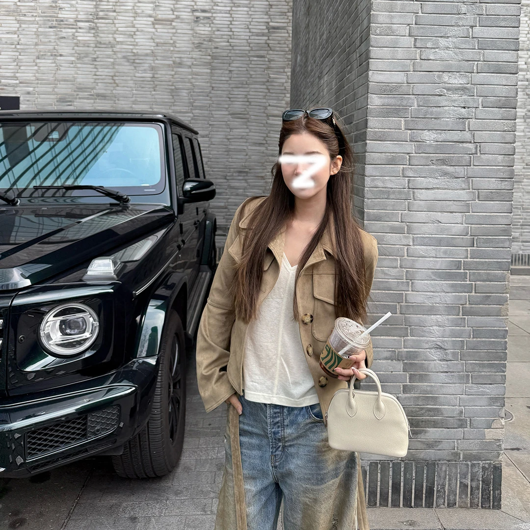 沙色口袋外套秋季女装新款潮流爆款小个子独特漂亮工装短款复古