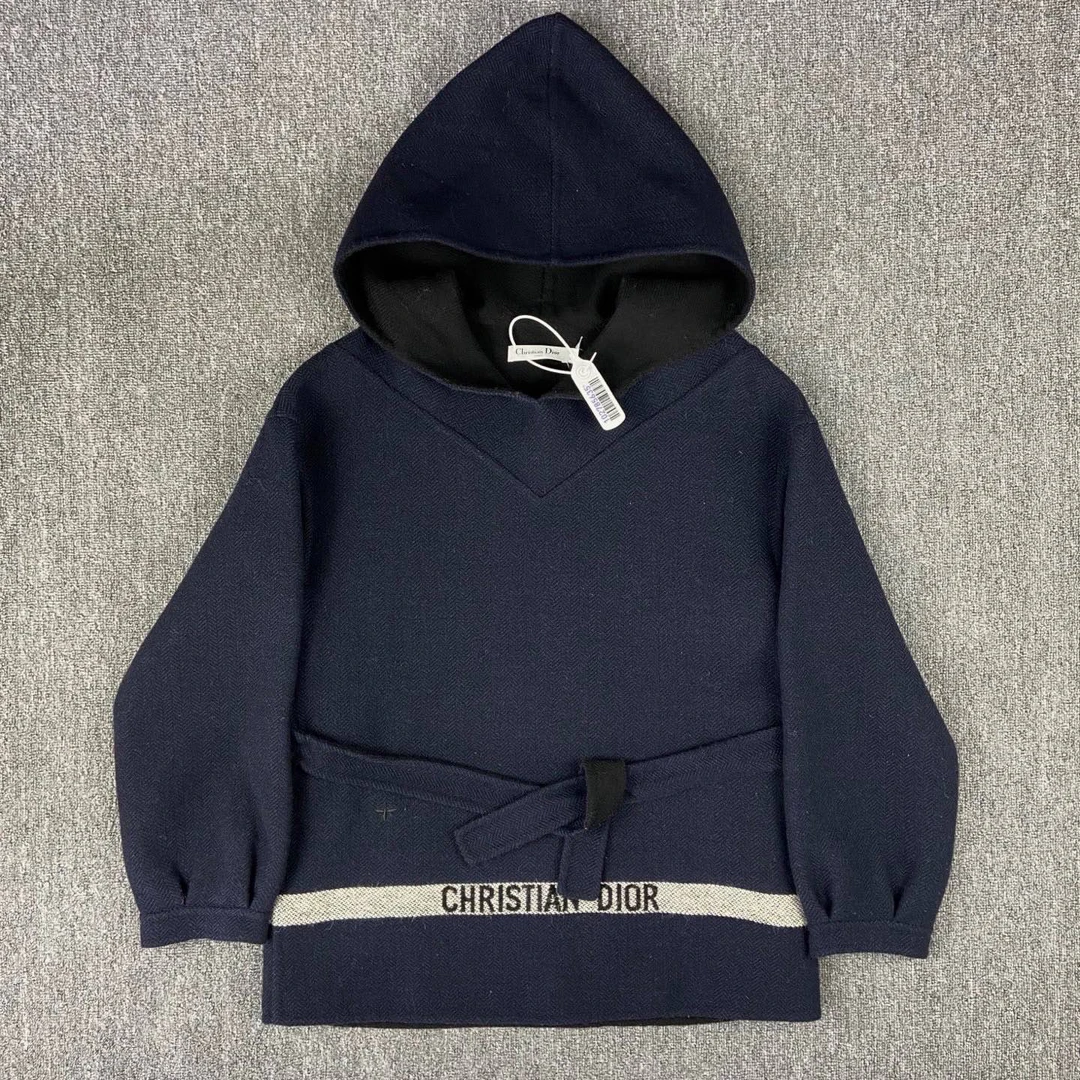 99新 DIOR/迪奥 2505168/36码/logo提花系带连帽卫衣外套