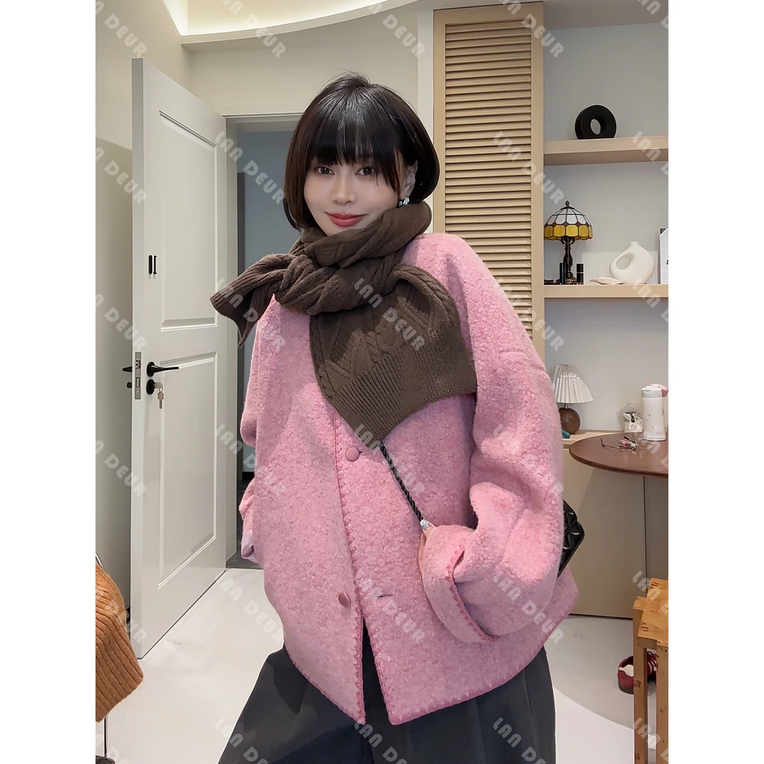 JIUJIU【柔风雅叙】绵羊毛气质时尚百搭短款小香风设计师毛呢外套女