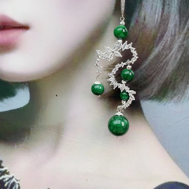 石英质玉合金耳钉