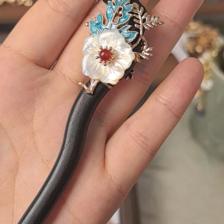 铜合金无蝶贝花簪子