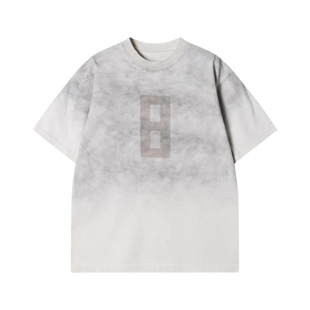 夏季新款时尚个性韩版渐变印花圆领短袖T恤小众设计百搭套头上衣