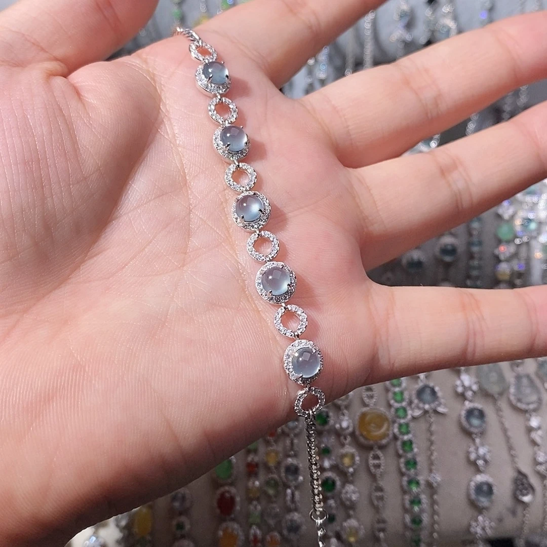 翡翠银S925镶嵌手链