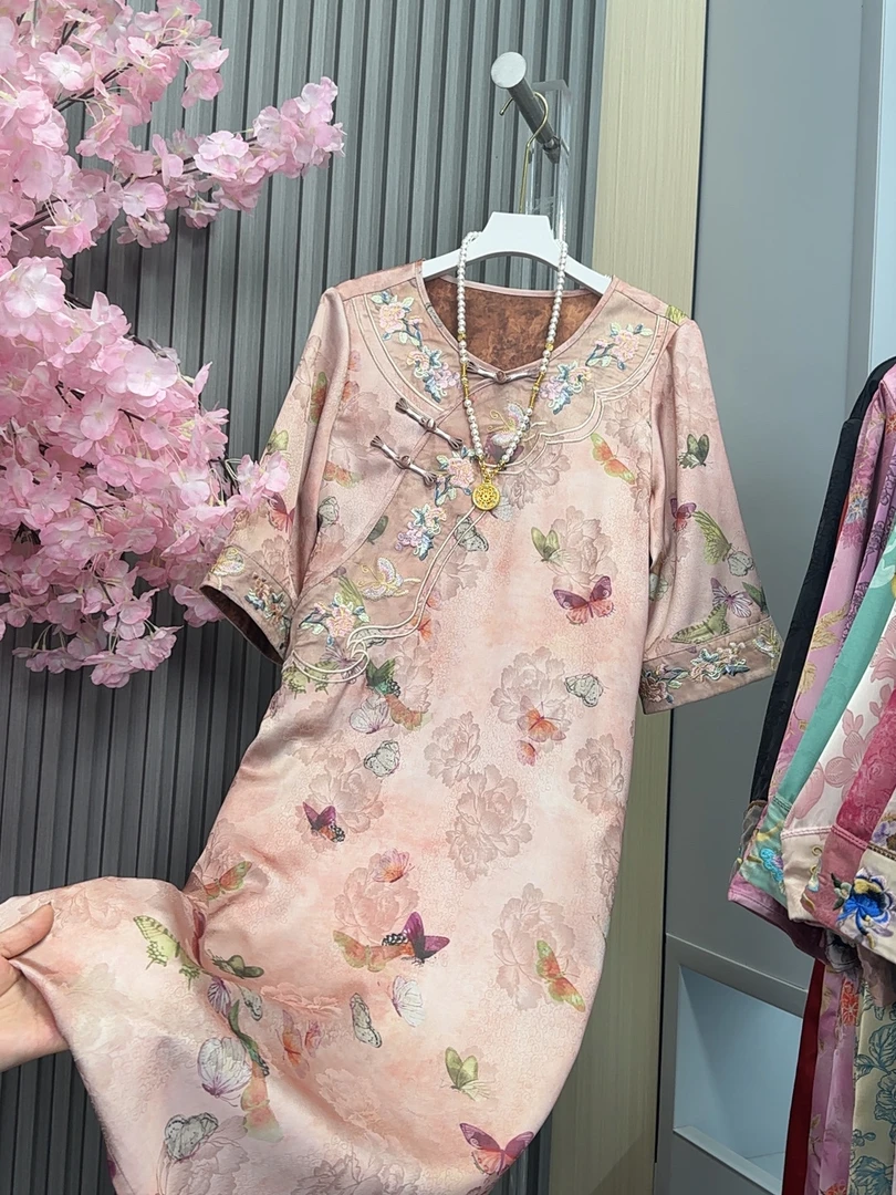 2025新款夏季国风新中式日常百搭气质宽松旗袍连衣裙8592#