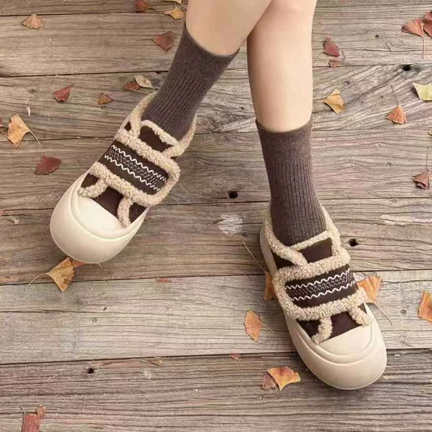 加绒加厚保暖休闲鞋时尚百搭舒适板鞋复古韩版秋冬女鞋新款 3609