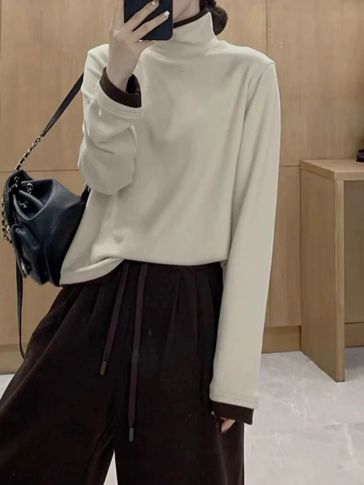 米蓝家名殿好品质双面德绒高弹堆堆领暖暖衣打底衫8929