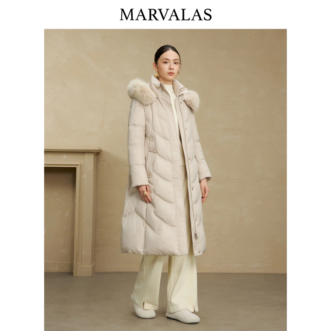 【小春子】长款羽绒服冬季连帽收腰设计加厚防风保暖外套