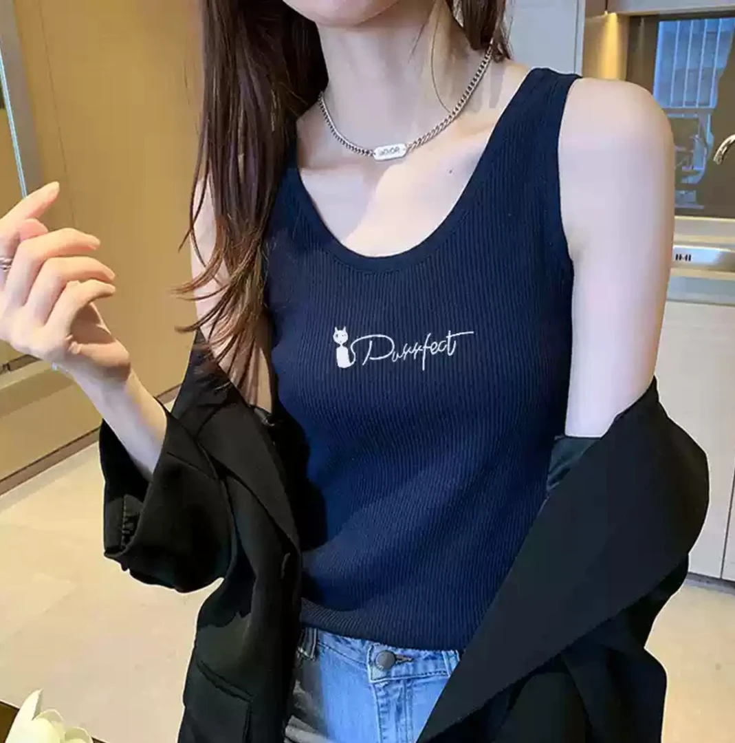 搭配衬衫西装上衣 高品质欧货白色吊带背心女打底新款时尚无袖t恤
