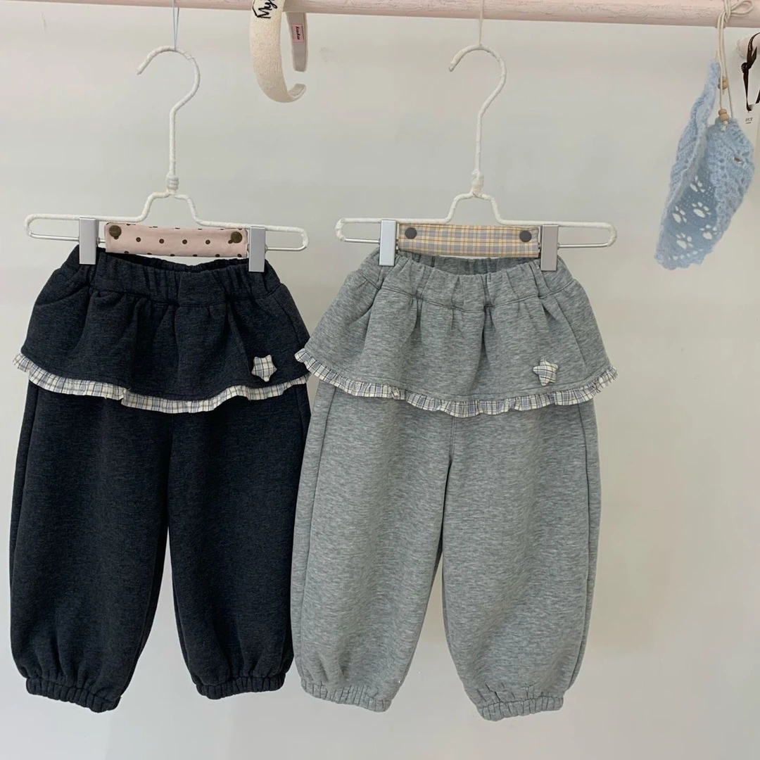 女童裤子2025新款冬季儿童保暖时髦好看加绒卫裤女孩防寒束腿裤