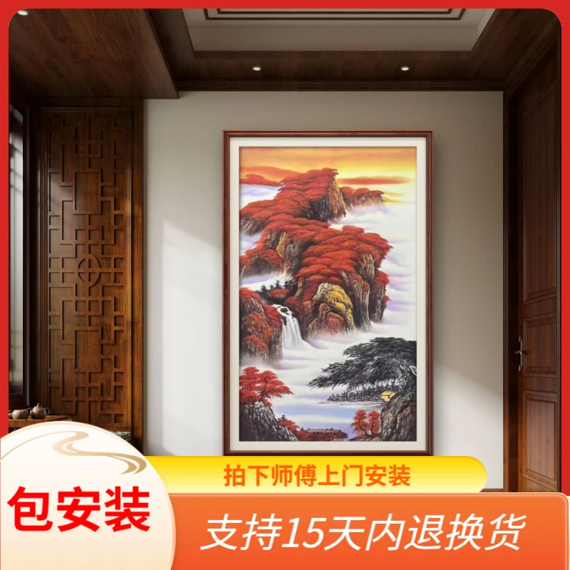 鸿运当头张俊龙原创艺术搭配艺术油画山水画玄关走廊客厅装饰挂画