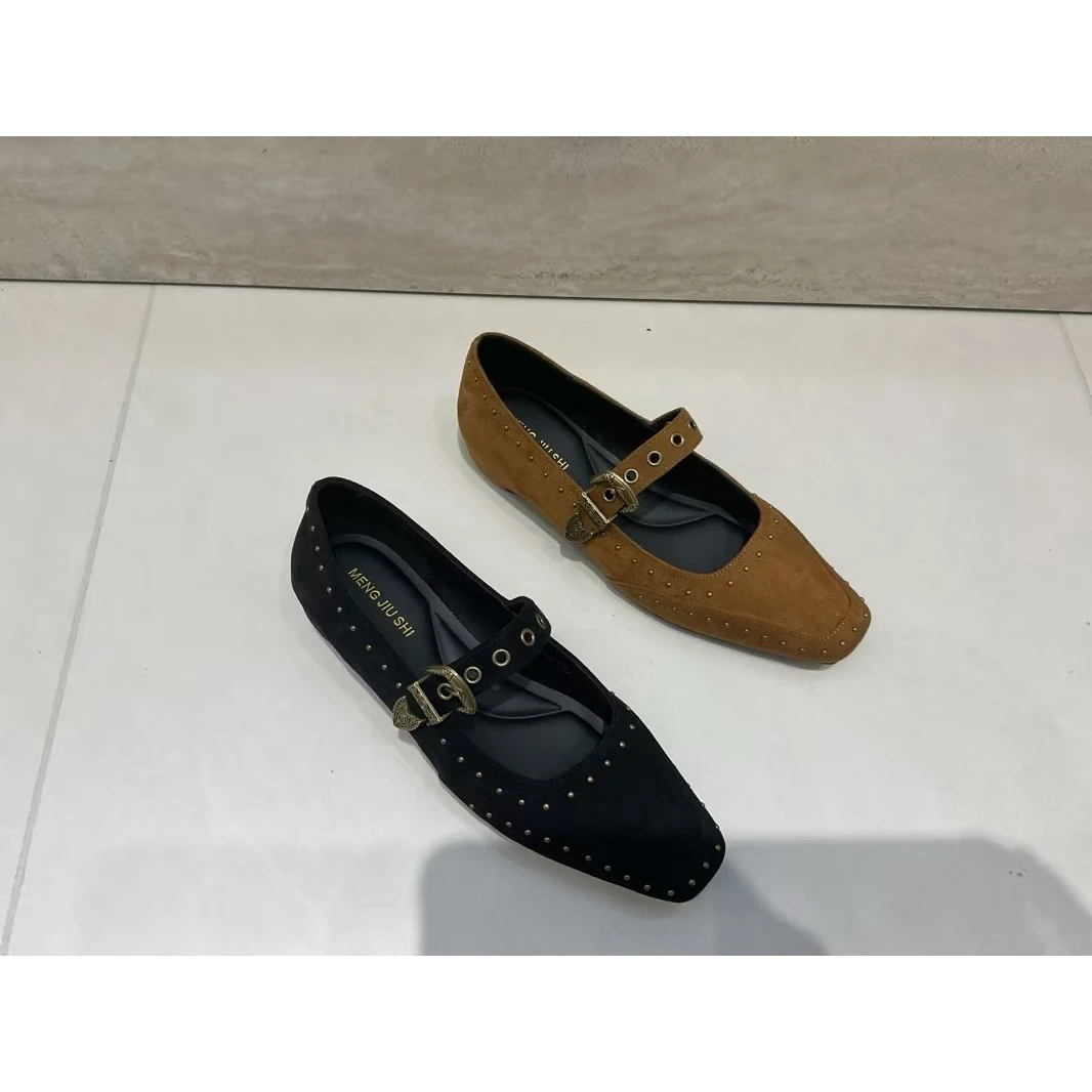 800-15韩版方头一字带浅口软底单鞋