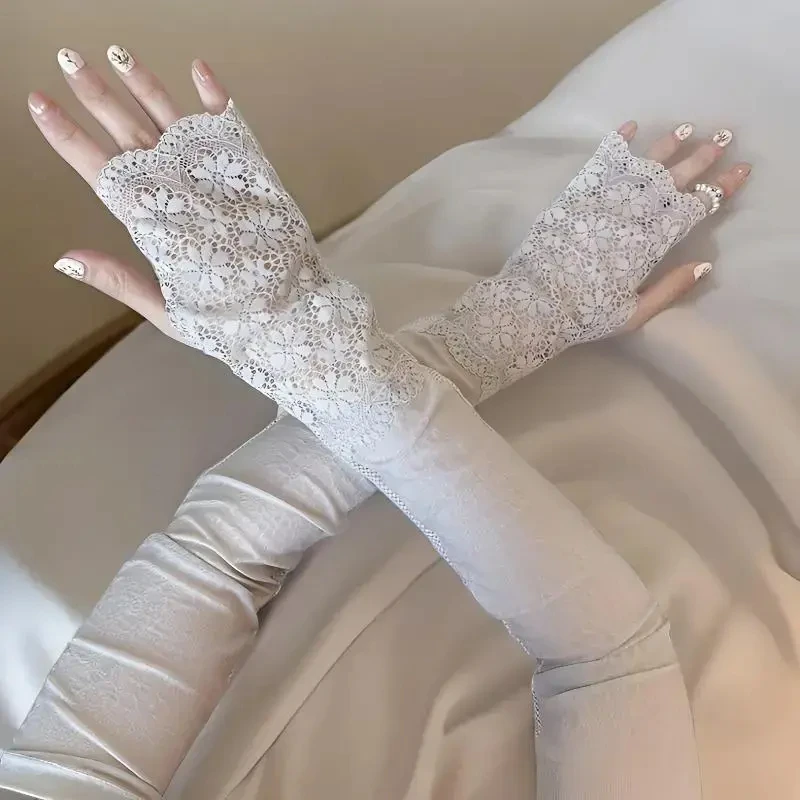 蕾丝开车防晒薄款质感夏天防晒袖套遮阳透气百搭防紫外线骑车T880