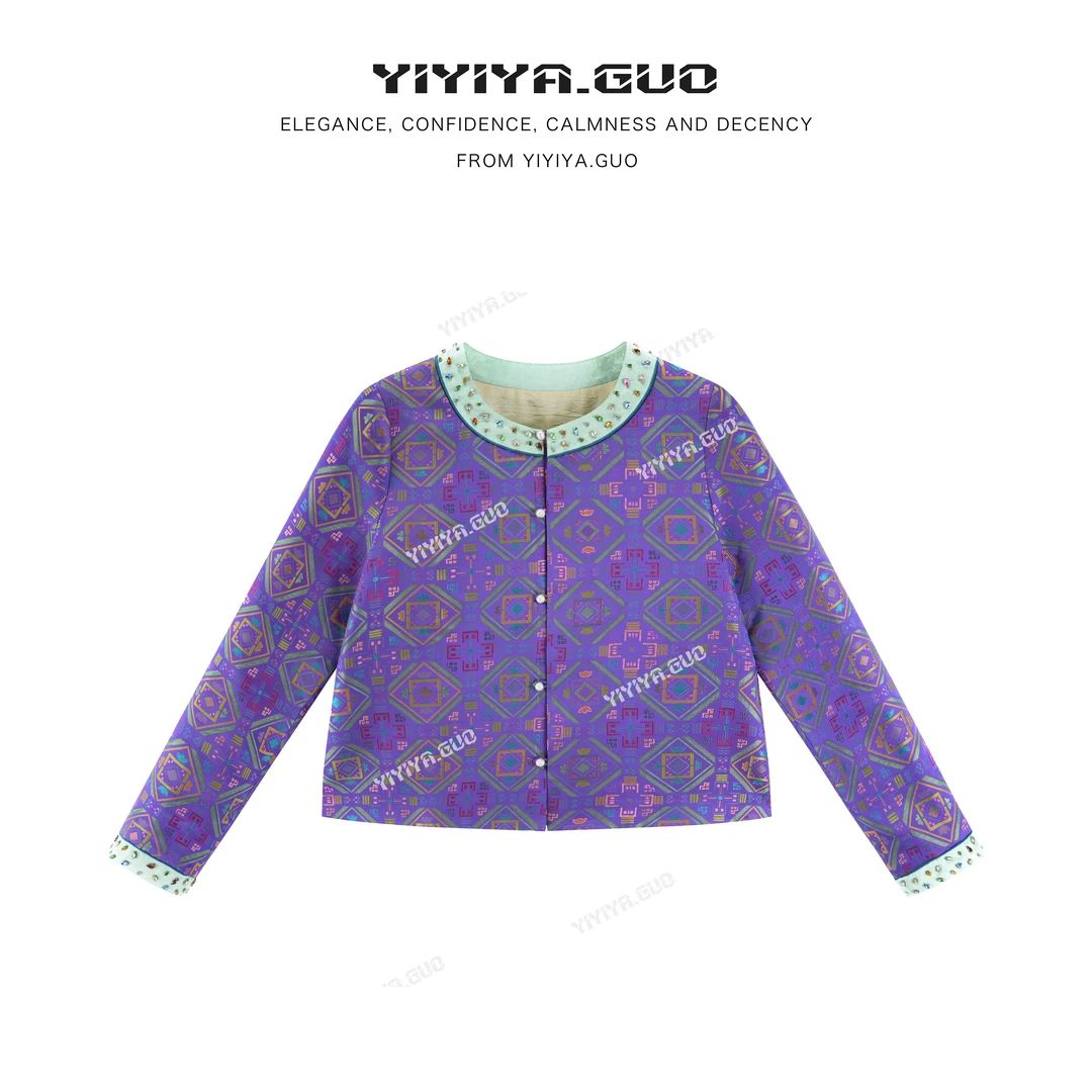 yiyiya.Guo艺艺吖【壮锦·菱格】提花奢雅光泽感外套2780SS52