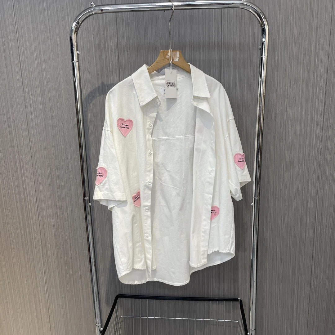 百搭时尚刺绣简约牛仔衬衫8960