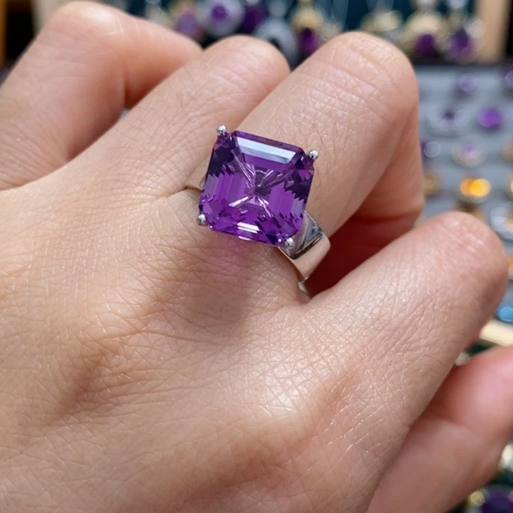 水晶戒指银S925镶嵌天然水晶戒指