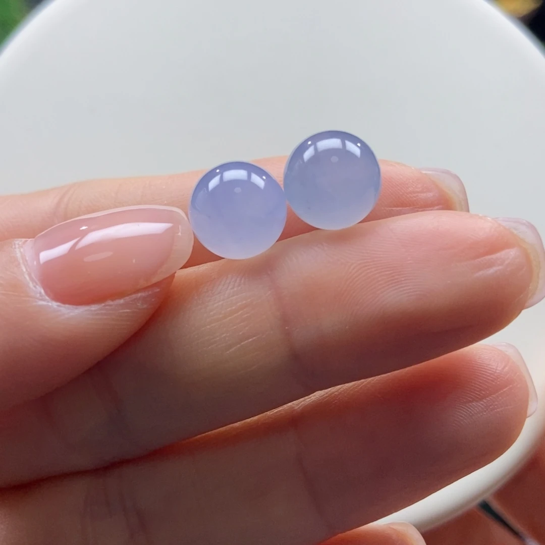 翡翠颈饰未镶嵌吃***皮冰紫圆珠10.1mm【2颗】