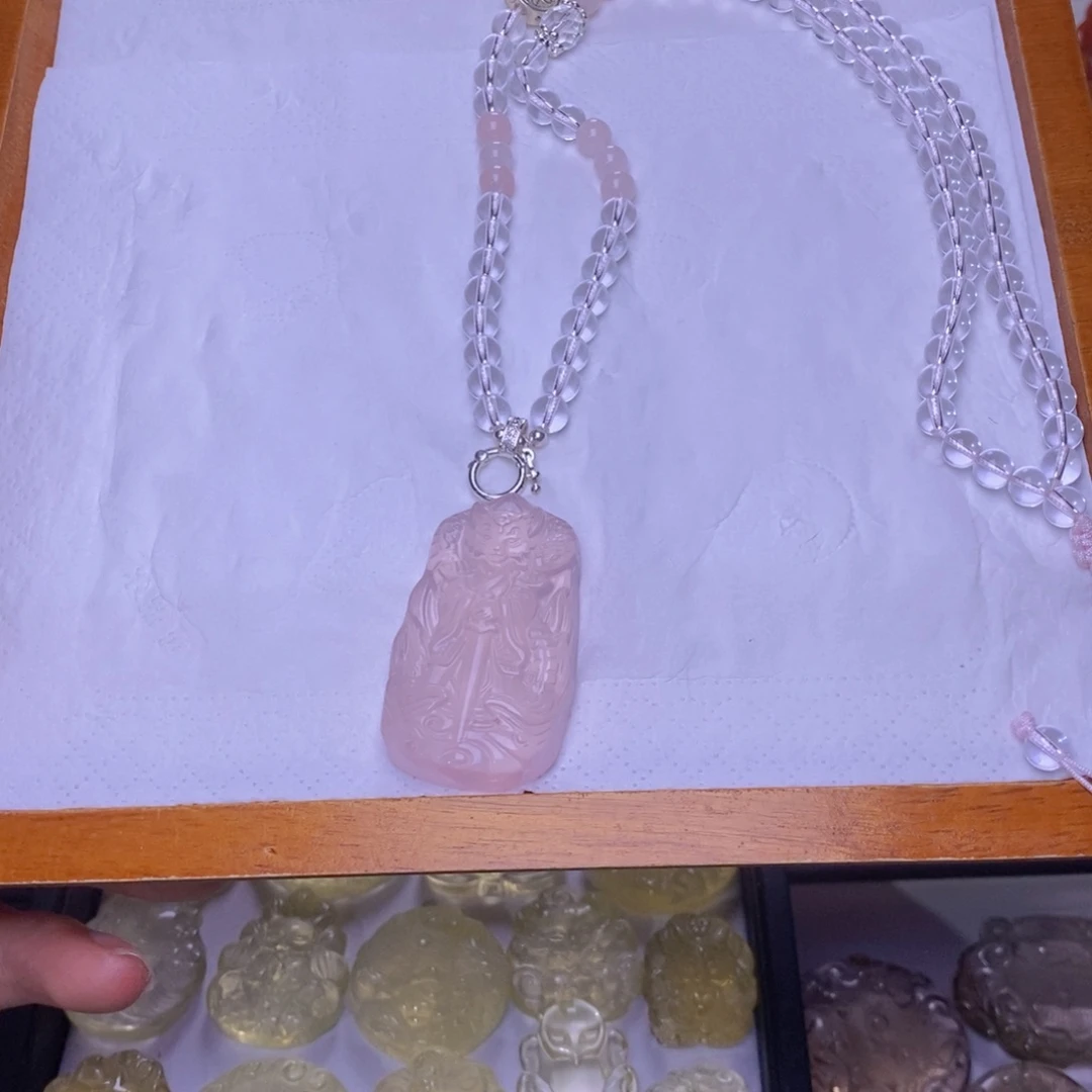 未镶嵌颈饰水晶水**美粉水晶将军狐 送链子
