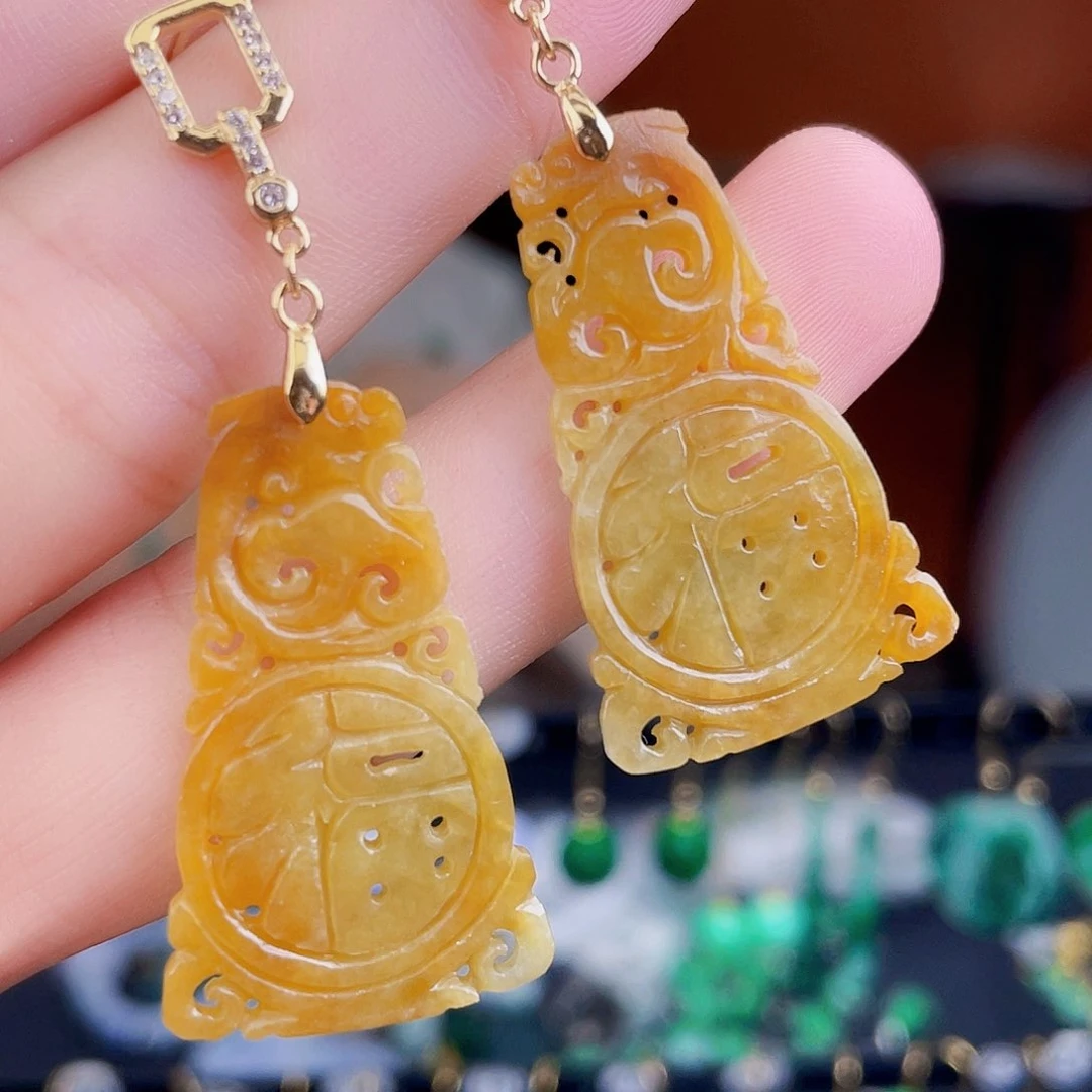 翡翠银S925镶嵌耳饰饰品