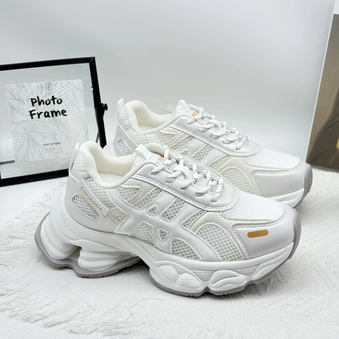 2025年小众秋季新款时尚网面透气轻便厚底增高百搭休闲运动鞋