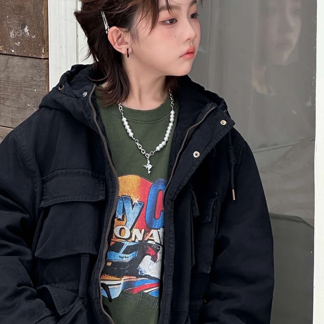 D柱。68120连帽棉衣外套保暖童装