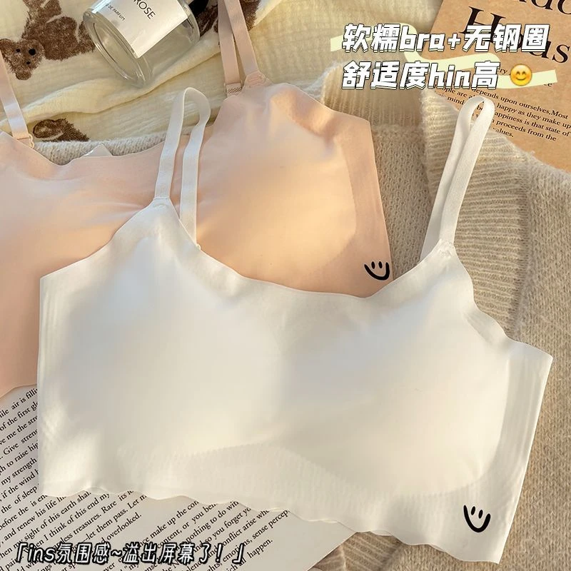 少女内衣女发育期初中学生无痕冰丝文胸显小胸背心高中抹胸无钢圈