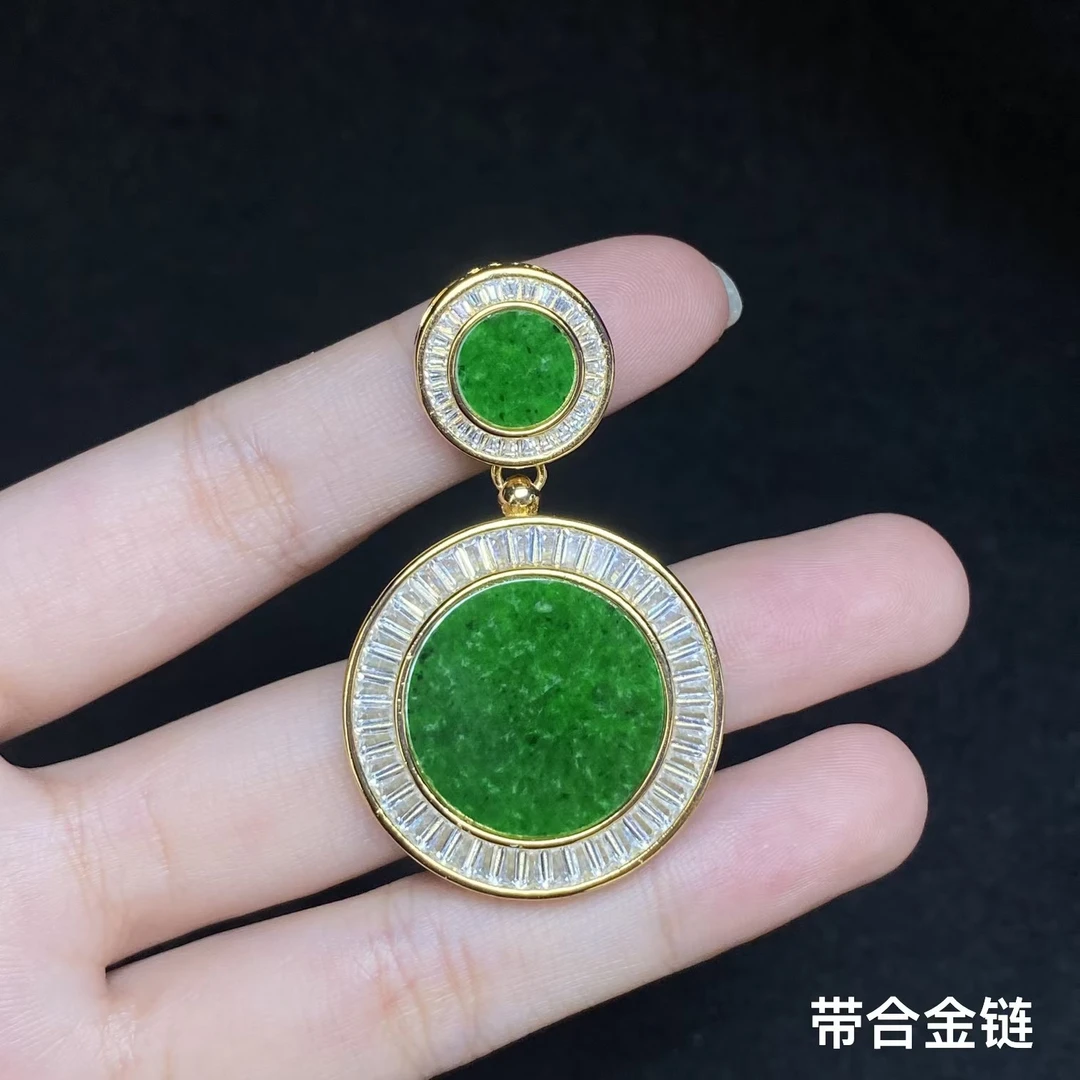 【小北好物】S925银翡翠吊坠【多样性发一件】带合金链QH134X73