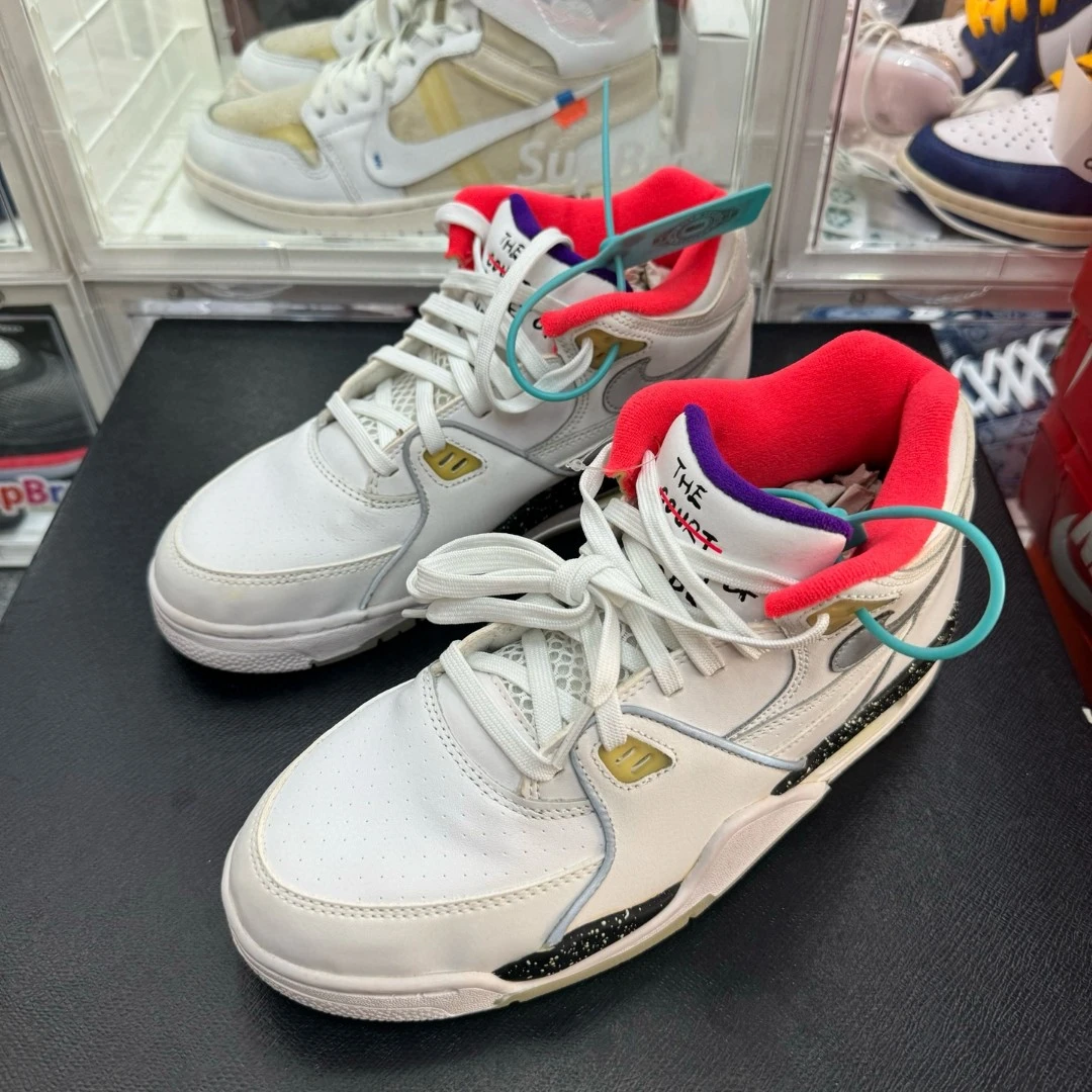 42码/NIKE air Flight89 夜光白镭射 球鞋/99新原盒/0905