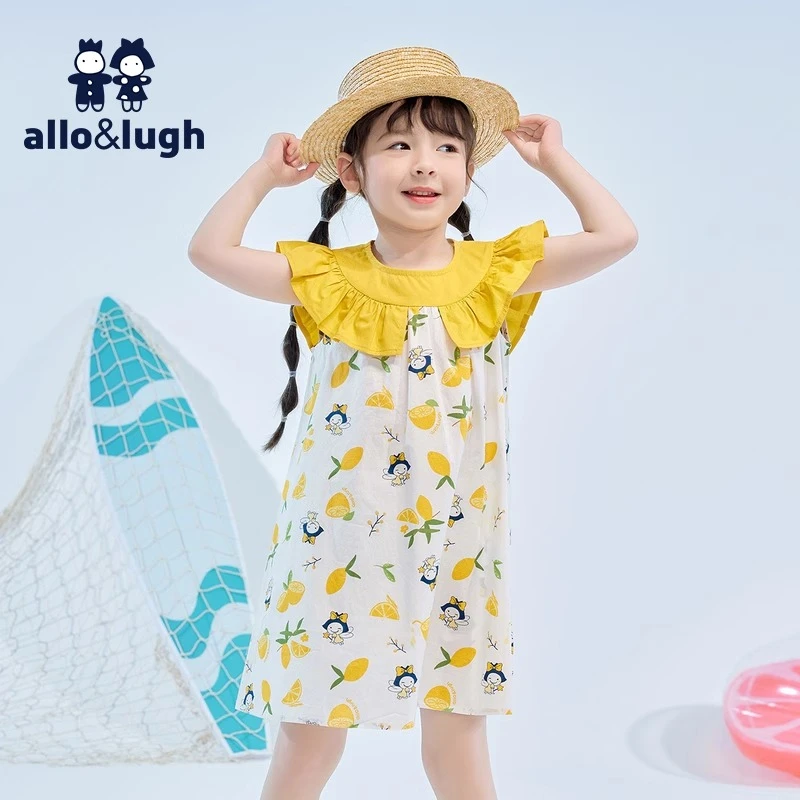 【假日波光】阿路和如25年夏季女童女宝甜美休闲满印无袖连衣裙