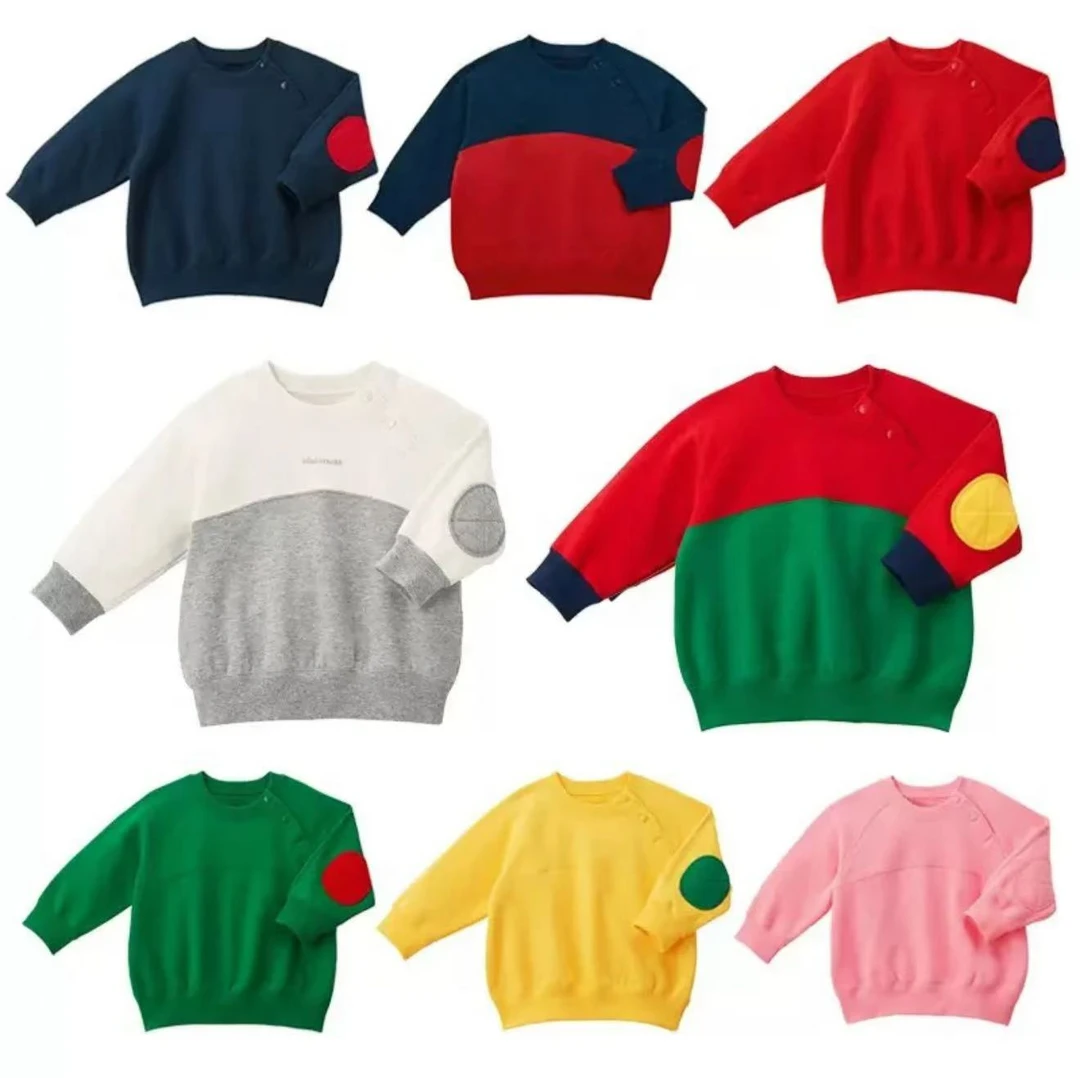 【毛圈卫衣】日系宝宝糖果色通肩字母logo毛圈卫衣