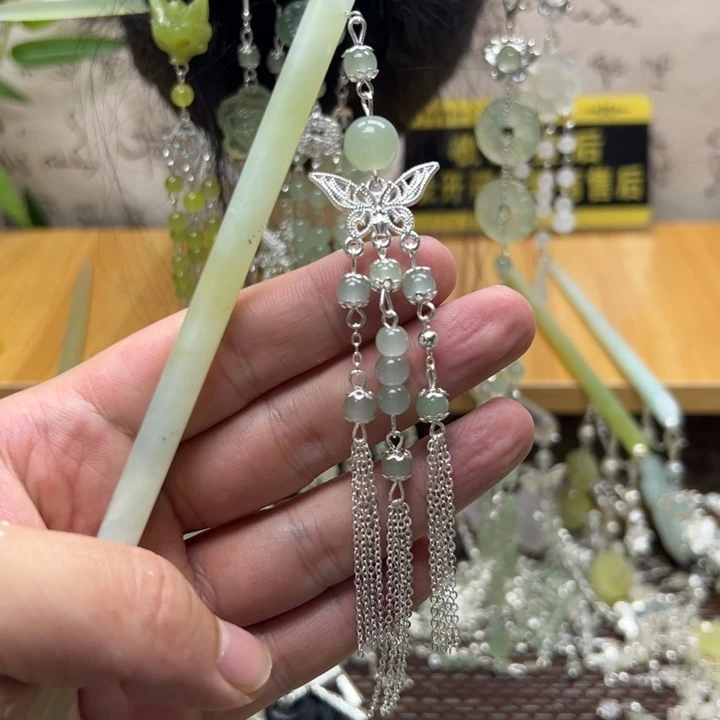 蛇纹石玉合金发饰