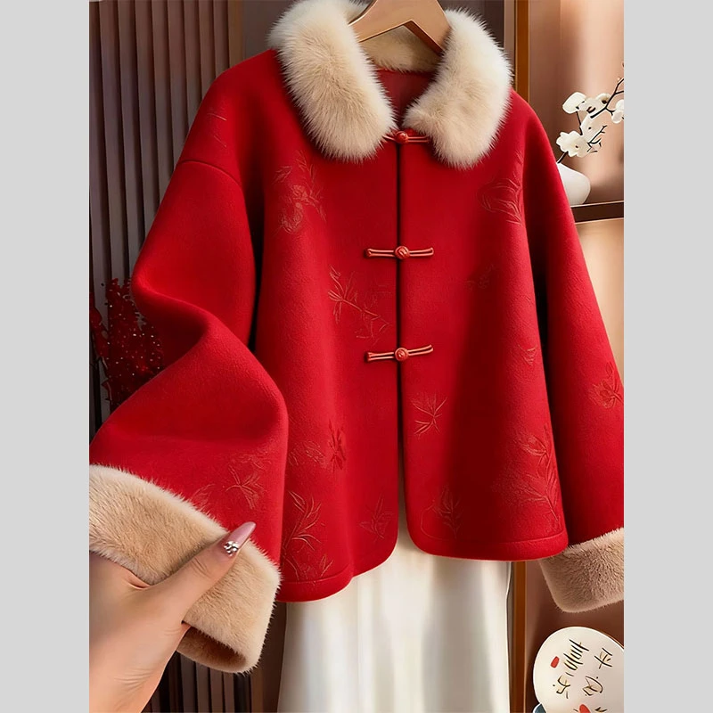 气质独特新中式女装国风毛呢外套女2025冬季新款今年流行爆款上衣