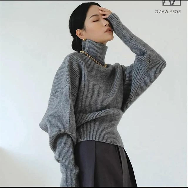 秋冬外穿套头加厚慵懒风收腰显瘦蝙蝠型长袖洋气短款针织衫毛衣女