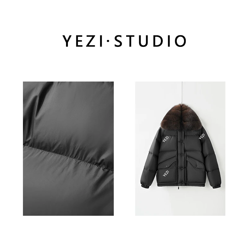 【普拉*女王】奢华95三星白鹅绒+大狐狸毛领保暖茧型羽绒服25408031