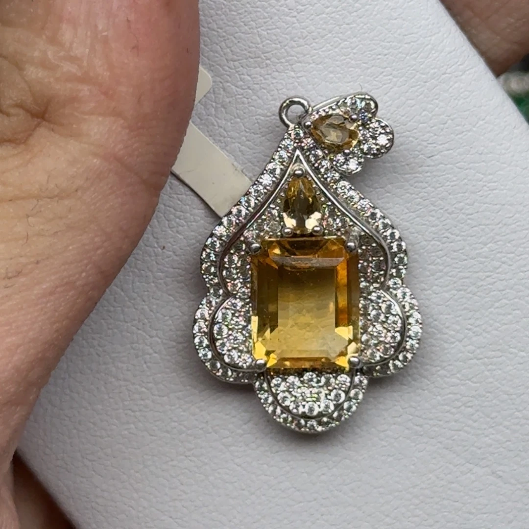 黄晶银S925镶嵌颈饰