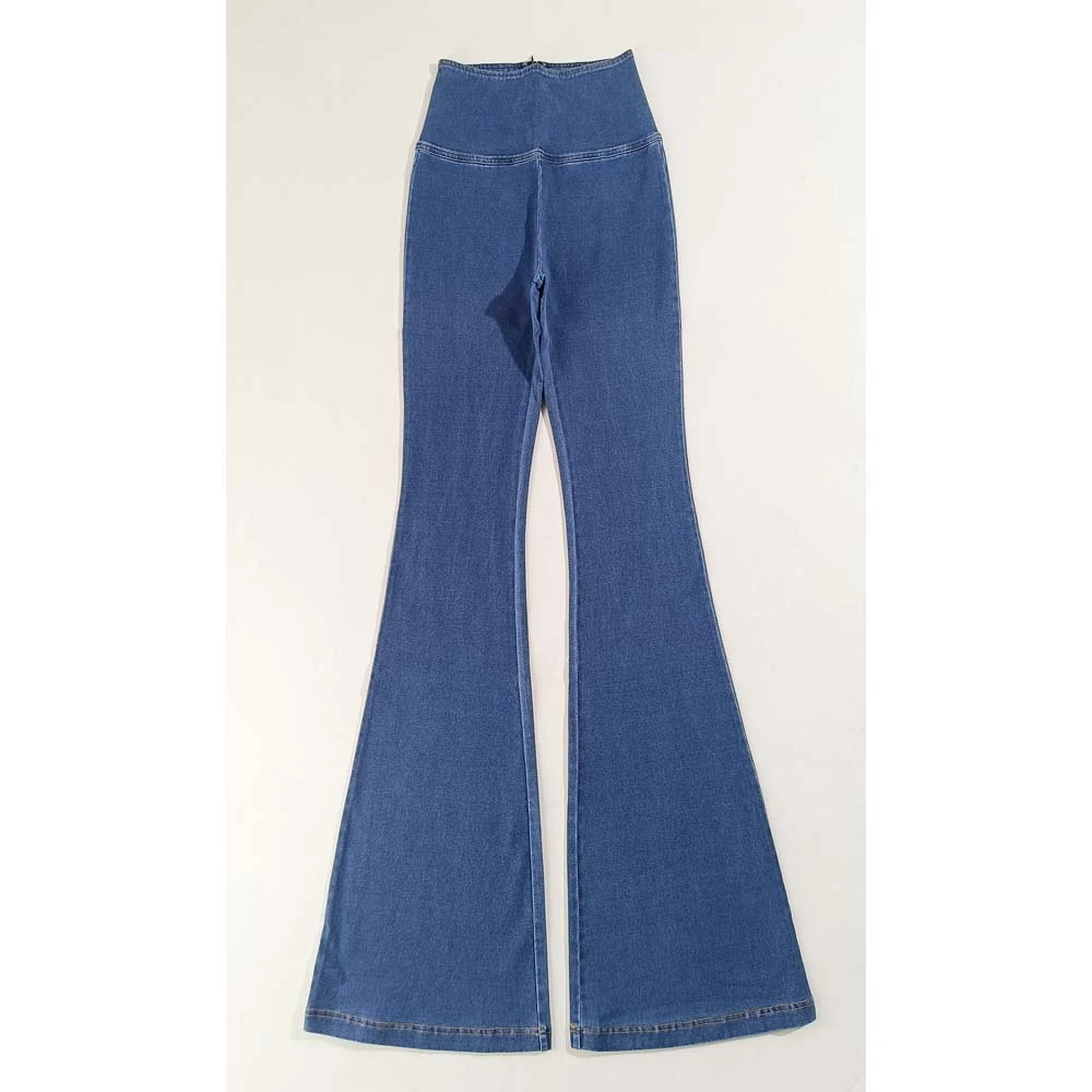 527【蓝色针织后拉链】微喇叭高弹力薄款60-2