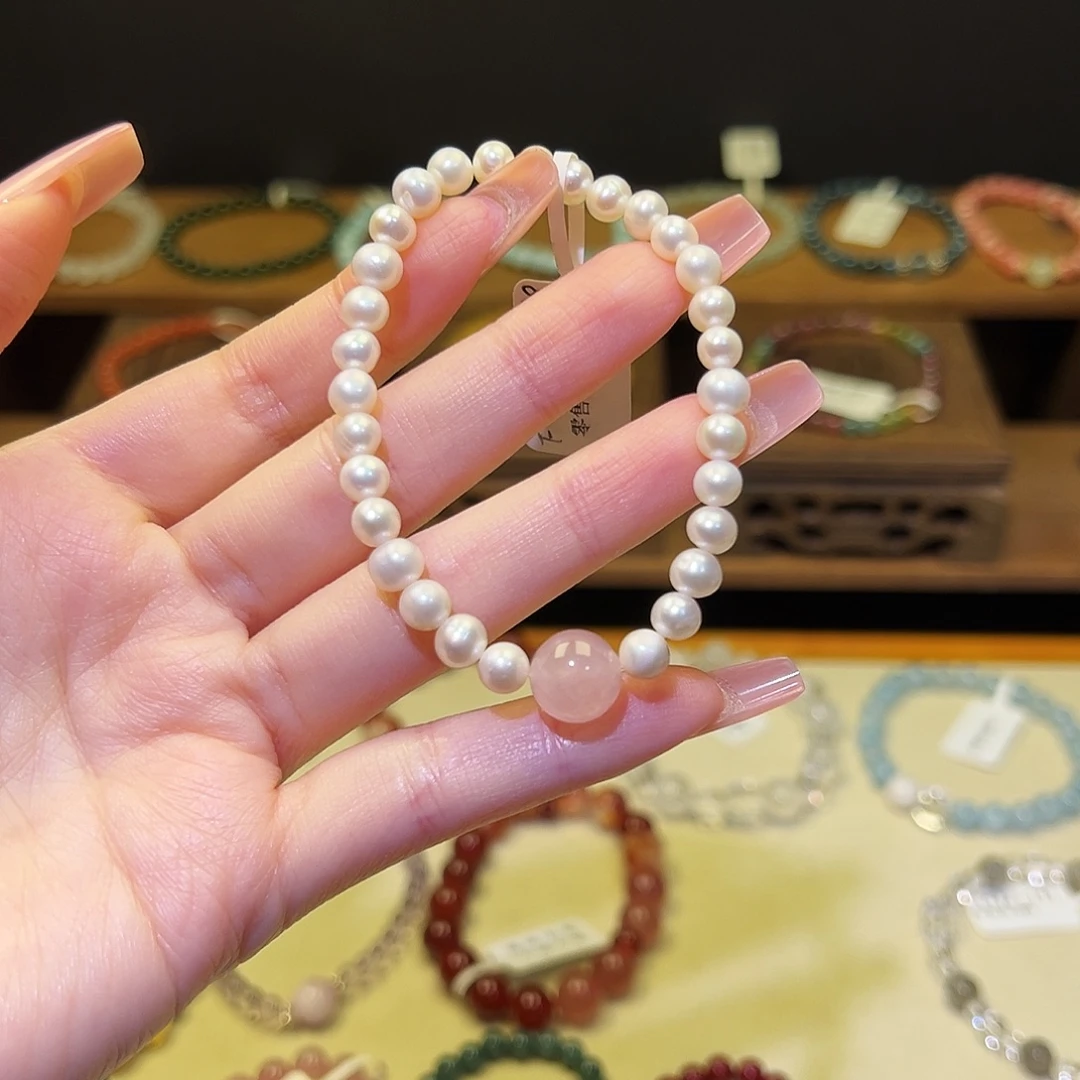 手串银S925镀金镶嵌水晶珍珠80241