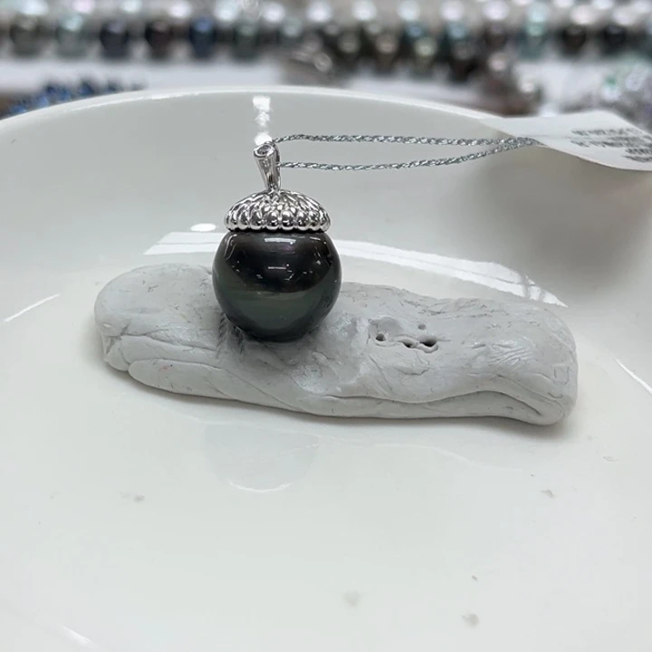 银S925镶嵌吊坠(不含链)海水珍珠12.-13mm63号