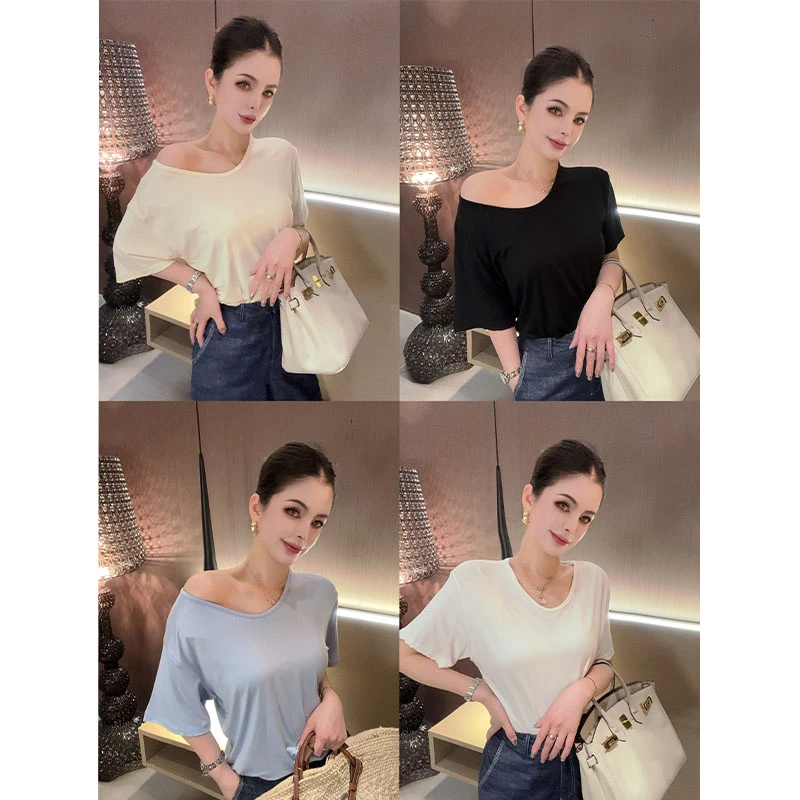 （特价）云朵棉V领落肩袖T恤TX30516