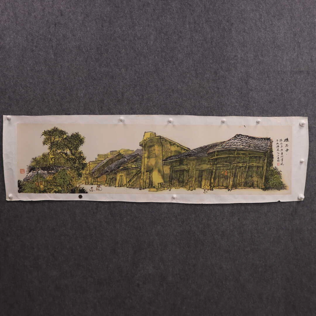 曹永强 国画写意淡雅山水4尺对开140X34cm已托底 其八