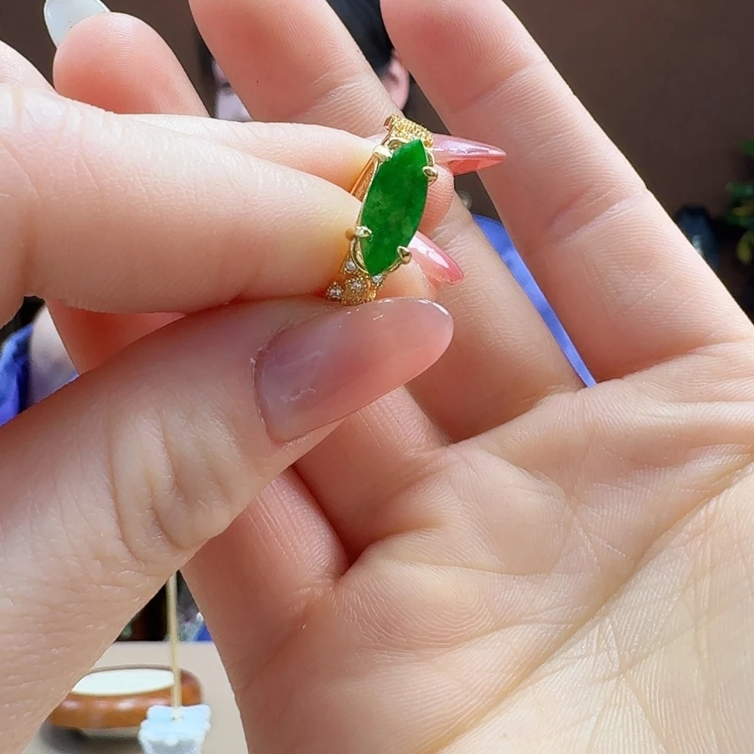 翡翠银S925镶嵌戒指戒指