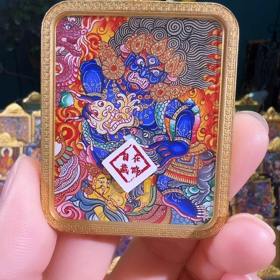 吊坠热贡纯手绘唐卡黑c