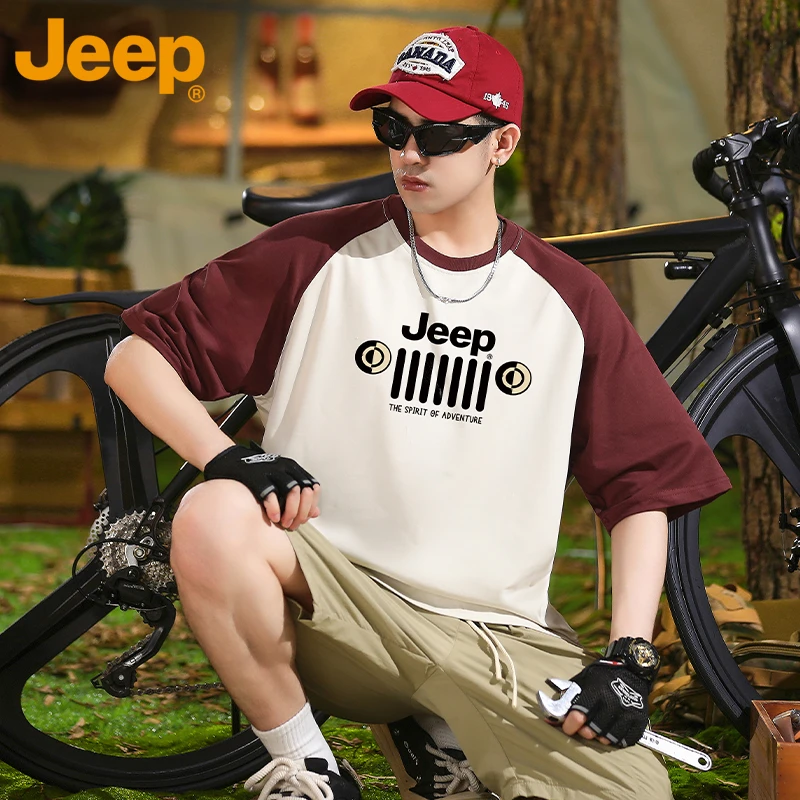 JEEP/吉普网红T恤男式2025新款爆款潮流短袖体恤夏季纯棉圆领上衣