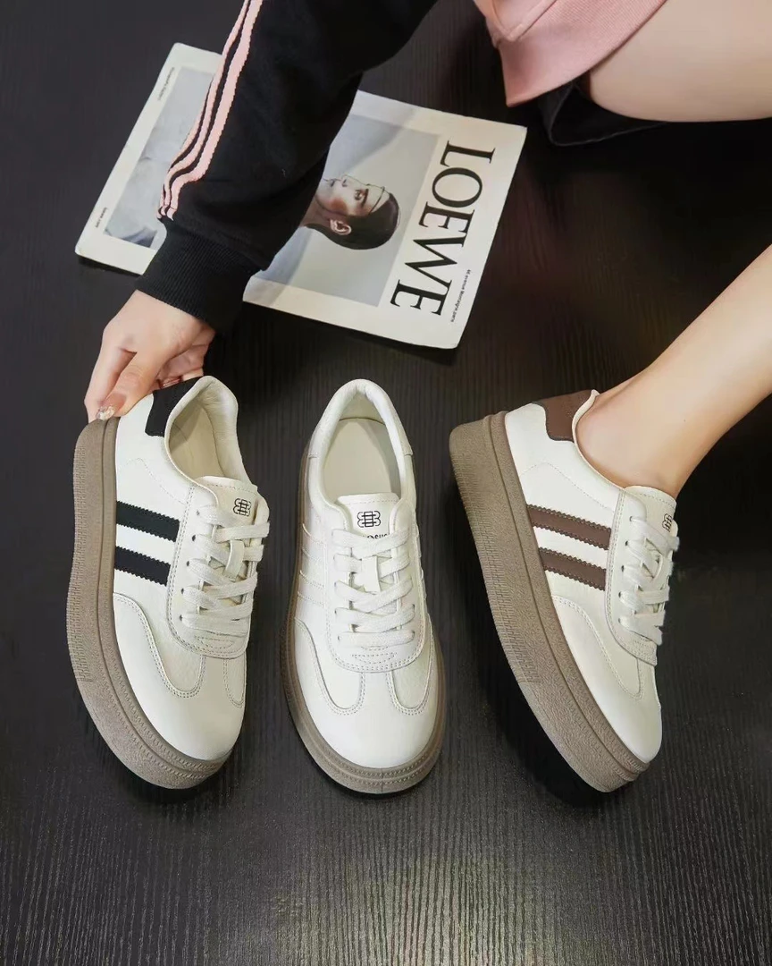 2025爆款厚底圆头软底百搭时尚透气舒适防滑轻便女士休闲鞋小白鞋