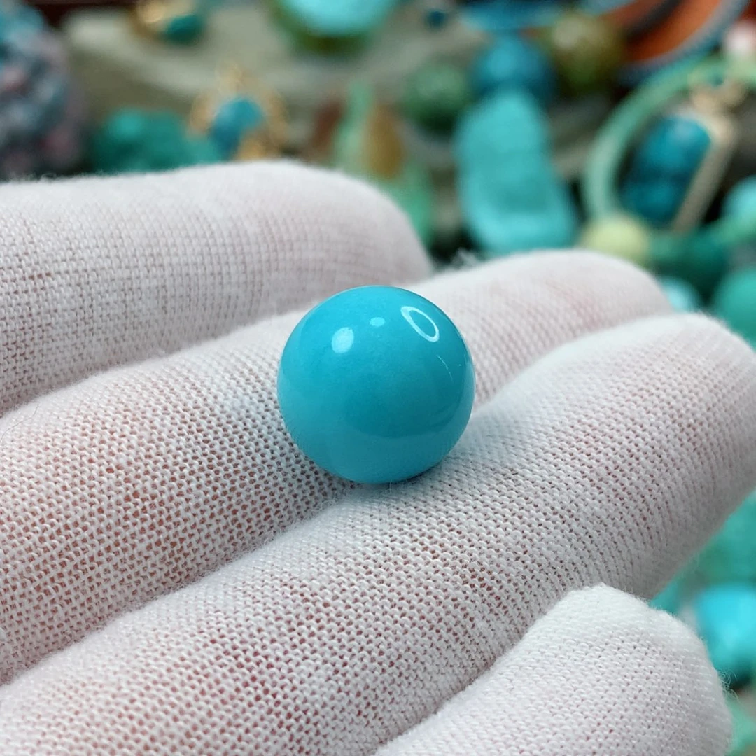 绿松石珠宝奇石未镶嵌13.6mm