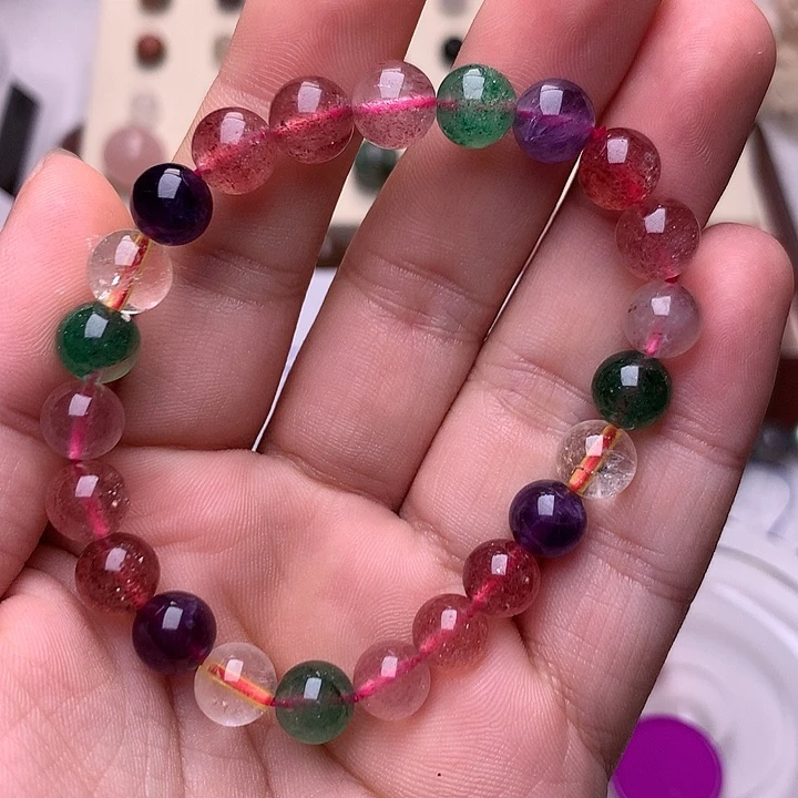 烟晶手链未镶嵌彩草莓