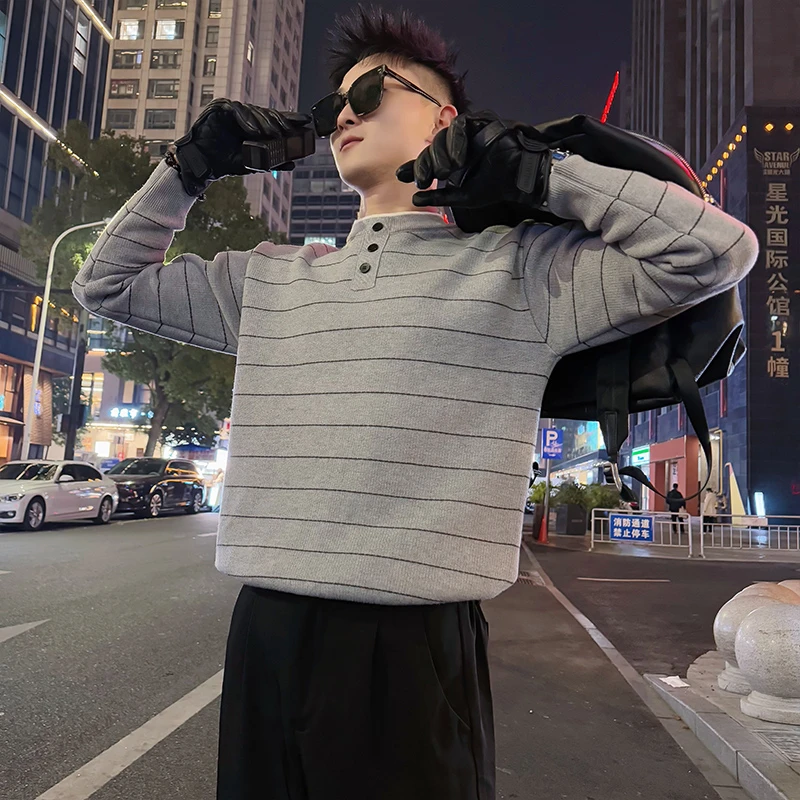 条纹毛衣男款秋冬季爆款内搭线衣2025新款潮牌痞帅打底针织衫上衣